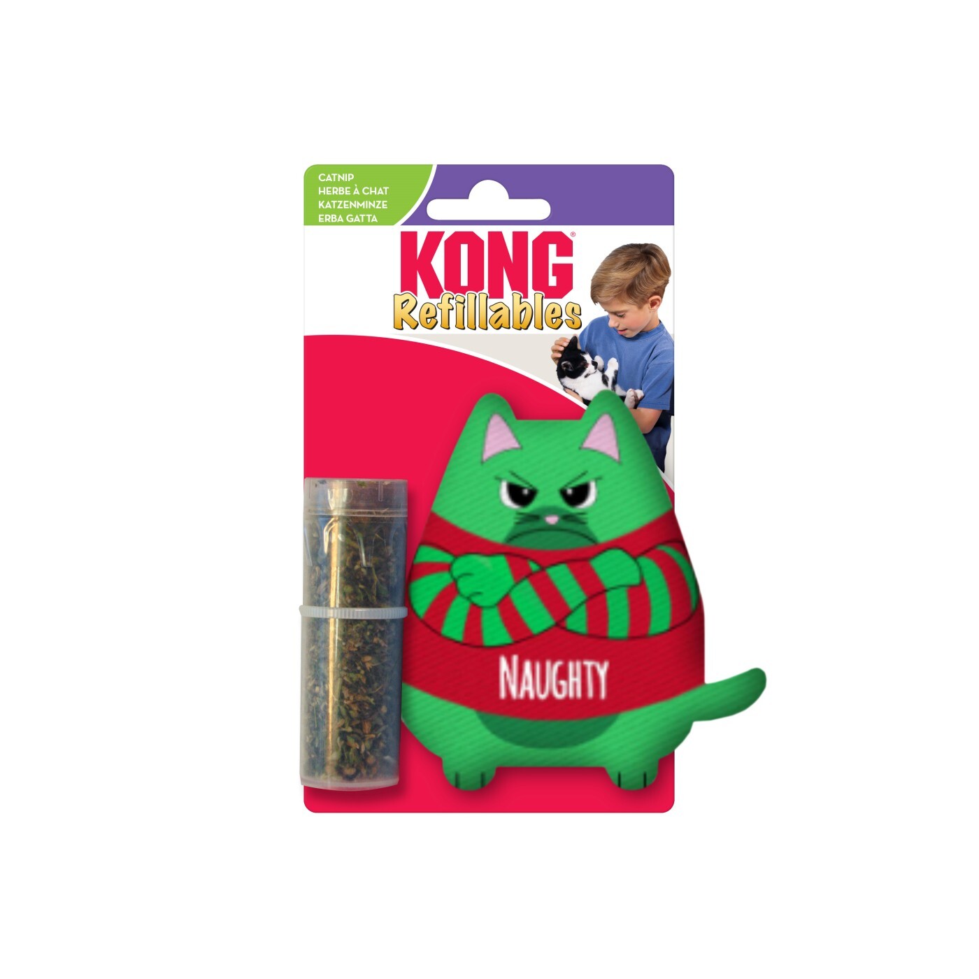 KONG Christmas Holiday Purrsonality Catnip Cat Toy with Refill Tube